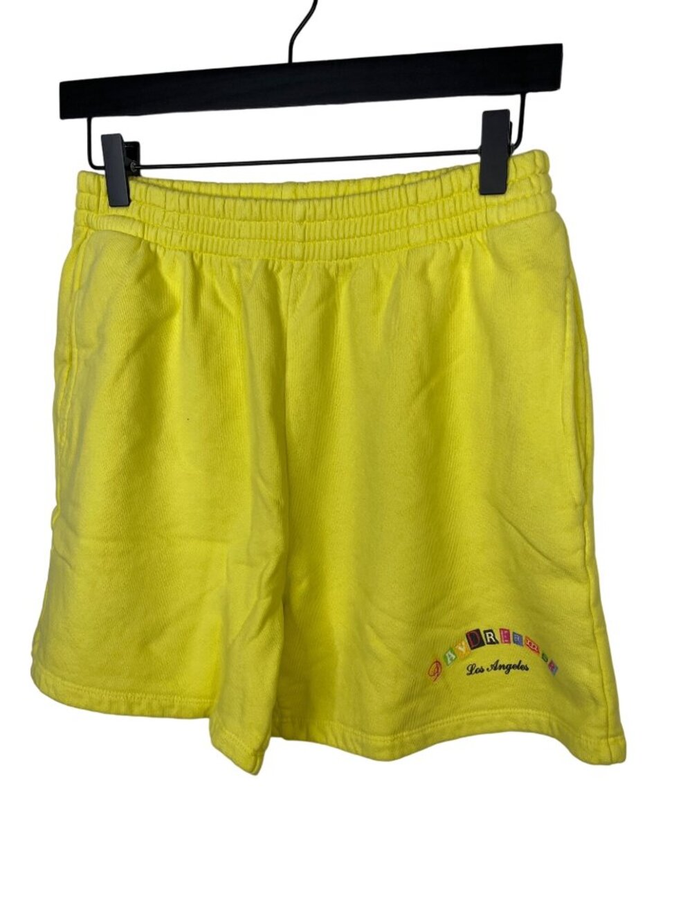 Daydreamer Women’s Small Graphic Sweat Shorts Yellow Elastic Waist NWT